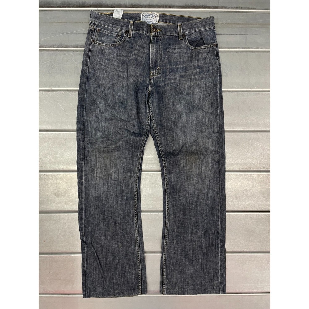 Signature Levi Strauss Low Boot Jeans Mens 36x31 Dark Wash Denim 100% Cotton